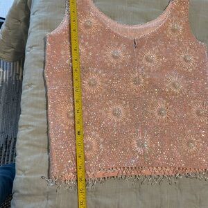 Vintage light pink beaded tank. Size M